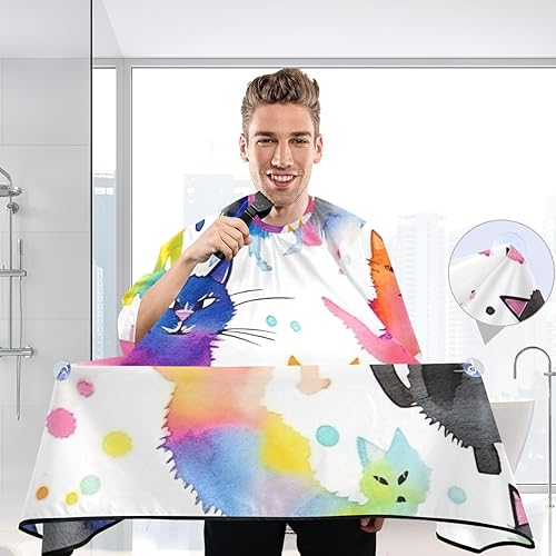 Miniatura 6 de Capa de tinte para el cabello para caminar en acuarela de gatos, capa lavable, capa para cortar el cabello, cortes de pelo para hombres
