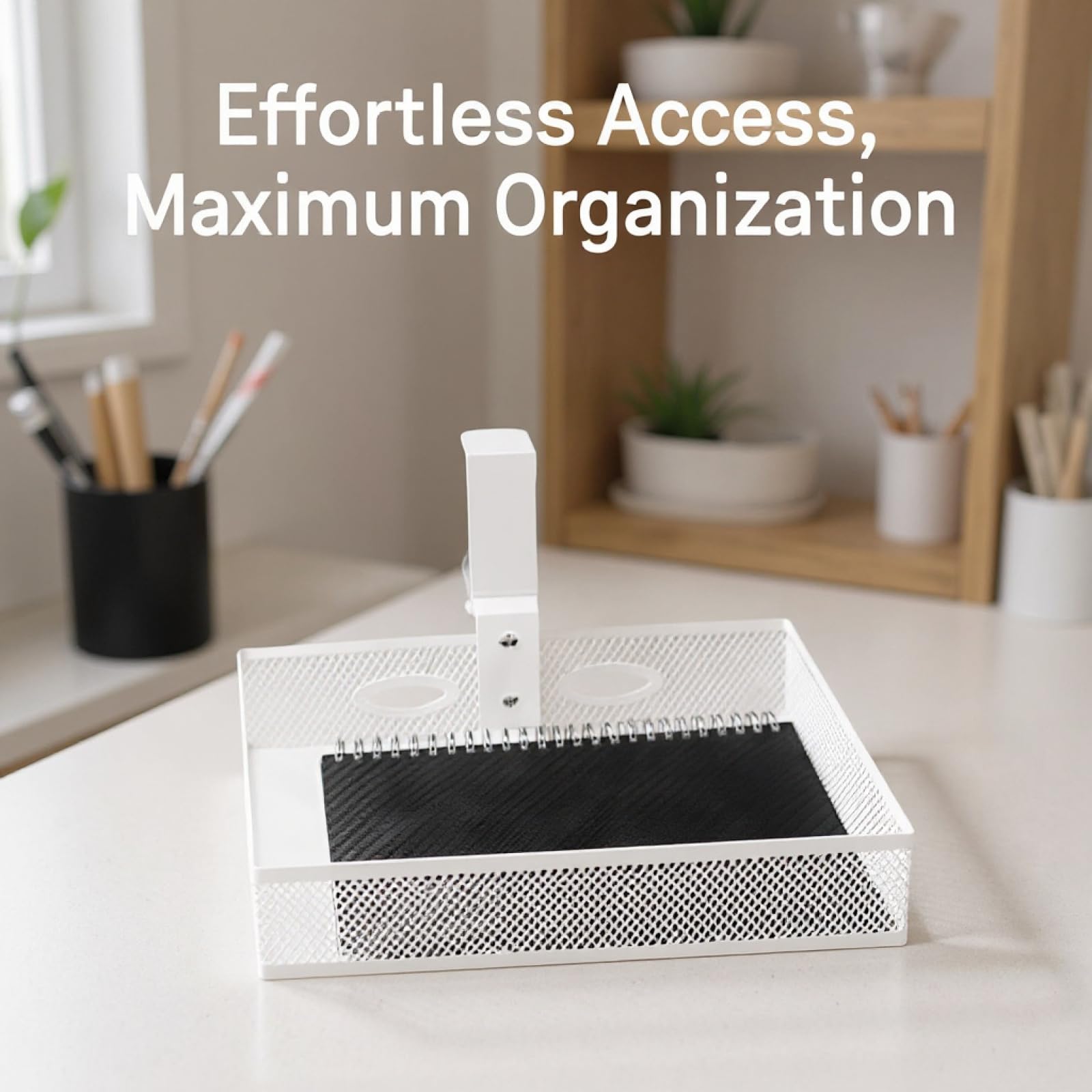 Generisch Organizer da scrivania sotto il tavolo, organizer con morsetto da 25 cm con rotazione a 360°, contenitore per forniture da ufficio, organizer da scrivania in rete metallica per scrivania