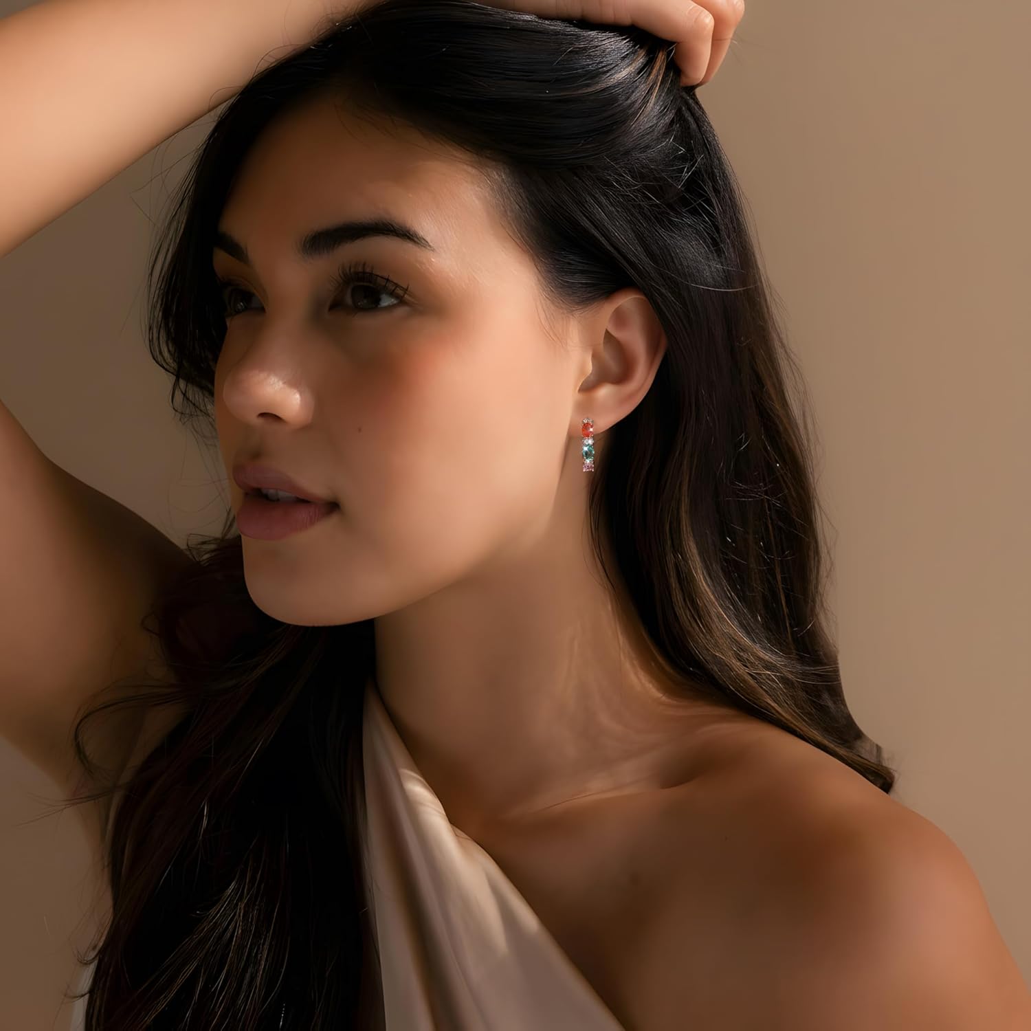 14K Gold Plated Crystal Hoop Earrings for Women, Lightweight Chunky Earrings for Women Hypoallergenic Jewelry Gift for Mom Wife - Image 3