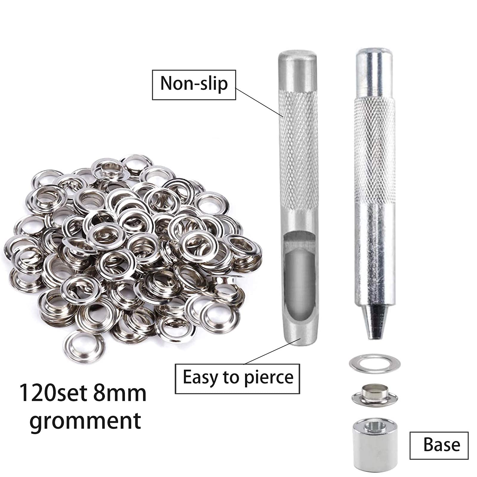 Pangutheos Ösen Set 120 Stück | 8mm Metallösen Mit Werkzeug Für Leder & Stoff