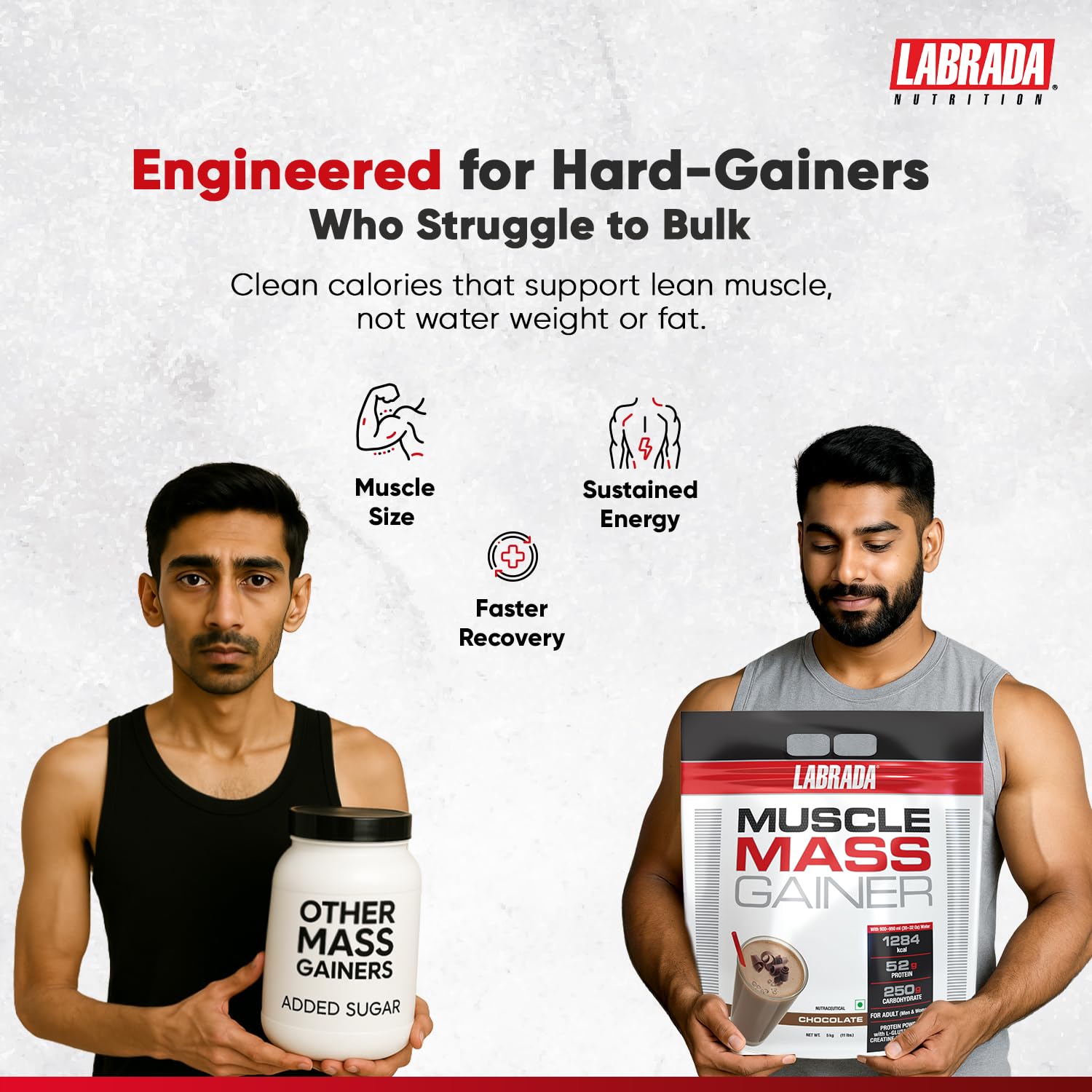 Labrada Muscle Mass Gainer | 52g Protein, 250g Carbs, 1g Creatine per Serving | Weight Gainer Powder, 5 Kg Chocolate — Amazon image 4