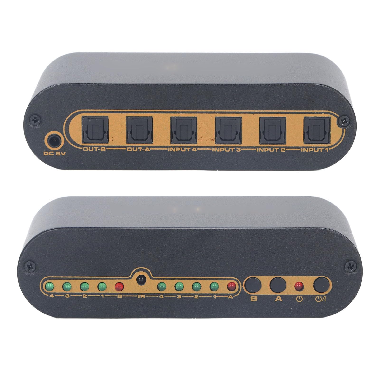 SPDIFSwitchOttico Digitale 4x2, SwitcherOttico Digitale per DVD HDTV, Switch Ottici a Matrice SPDIF 4x2 con Telecomando, 4 Ingressi 2 Uscite (Spina europea)