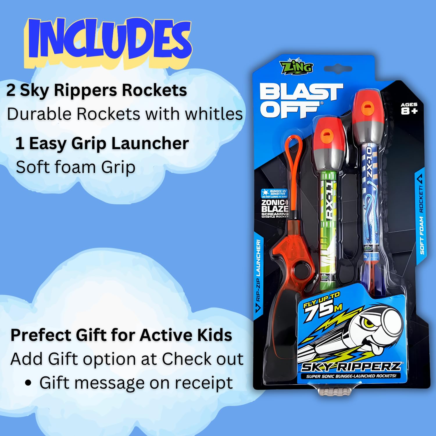 Amazon.com: Zing Rocket Launcher Toy for Kids Sky Ripperz Double