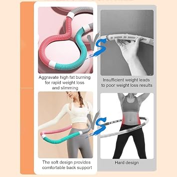 Worparsen Weighted Soft Hula Circle for Adult Fitness – Foldable Circle Hoops 3.3 lbs Weighted Spring Hoops, Higher Calorie Burn, Portable Slimming Exercise Equipment for Home and Travel