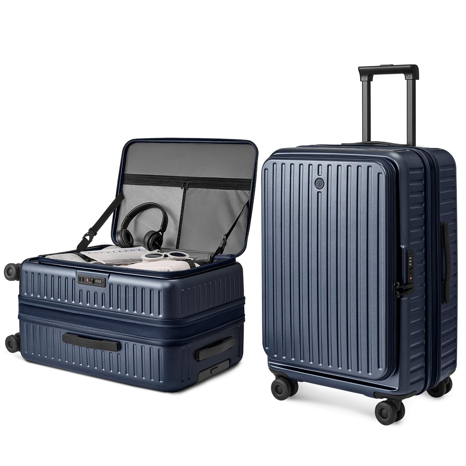 NINETYGO Top Opening Checked Luggage, Lightweight Large Suitcase, ALPS
