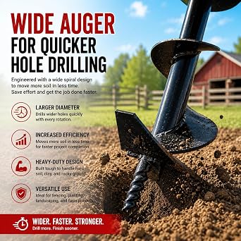 XtremepowerUS 4 Inch Auger Digging Bit for Post Holes Replacement Earth Digger Planting Drill Fence Hole Maker Grass Plant Hole Fit for 3/4 Shaft