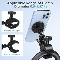 Vista 2 de EEEKit Soporte magnético para manillar de teléfono de bicicleta con brazo de extensión de 5.12 pies, soporte de abrazadera para cinta de correr