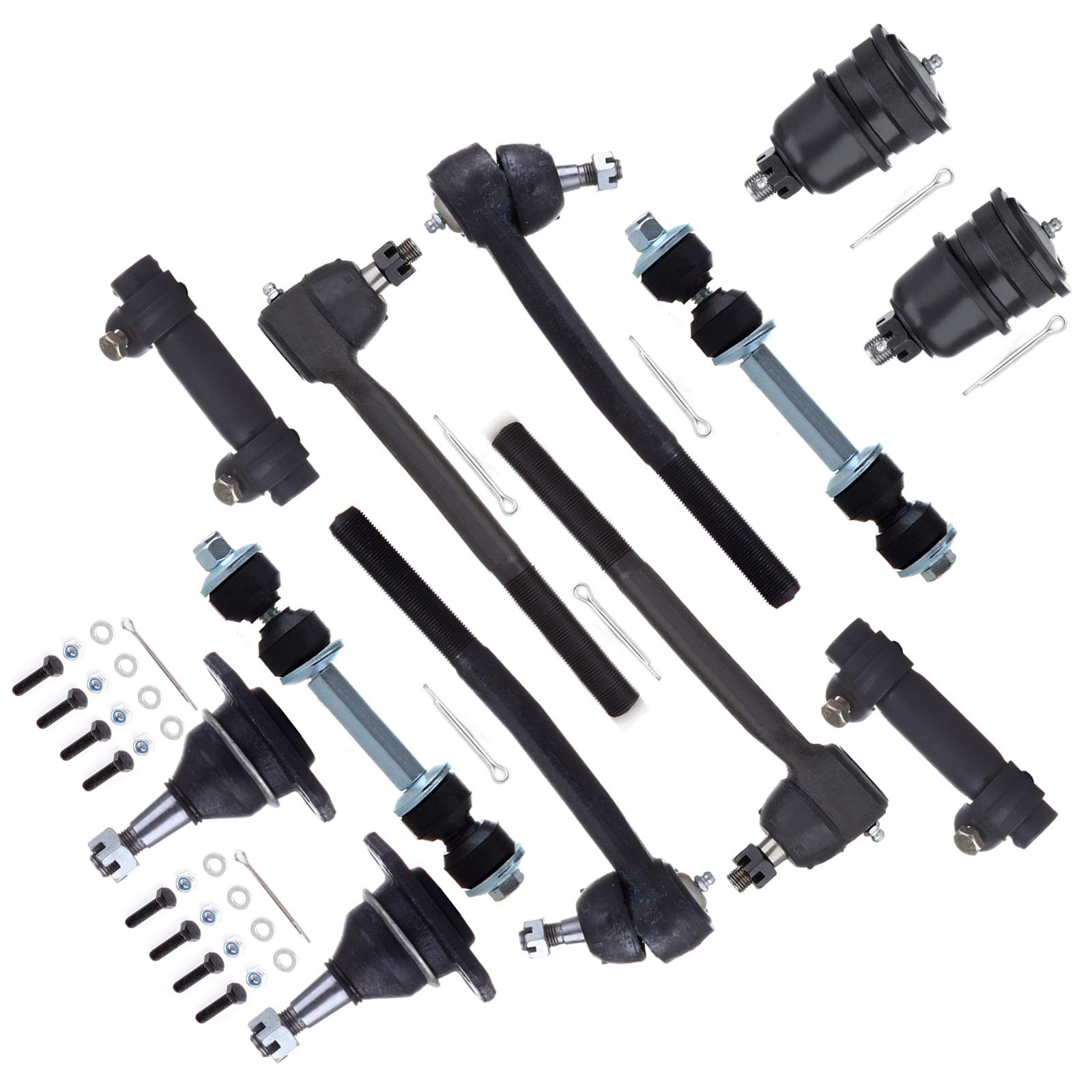 Scitoo12PC Front Suspension Kit for Buick 225 LeSabre Roadmaster for Cadillac Brougham Fleetwood for Chevy for Oldsmobile for Pontiac Bonneville Tie Rod Ends Sway Bar Ball Joints Auto Parts