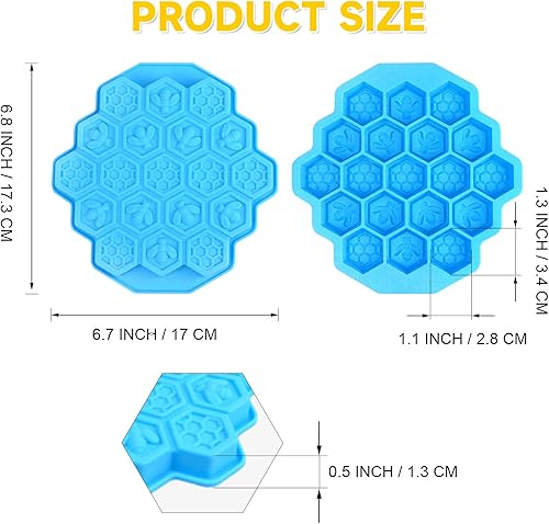 Miniatura 2 de 3 moldes de silicona de abejas de panal, moldes de chocolate con 19 cavidades, moldes de silicona de grado alimenticio para hornear, molde