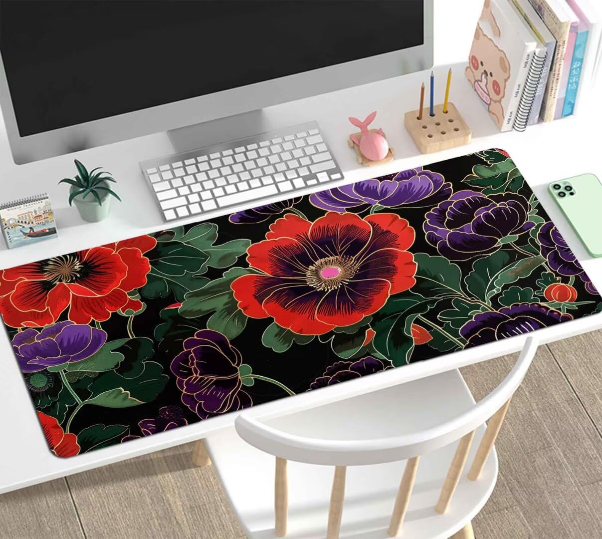 Alfombrilla Ratón XXL Gaming, Alfombrilla Escritorio 900x600x4mm, Mouse Pad Mat XXL Antideslizante, Alfombrilla Raton Base de Goma Tapete Rato Gamer Mousepad XXL para PC, Oficina Garden J-424