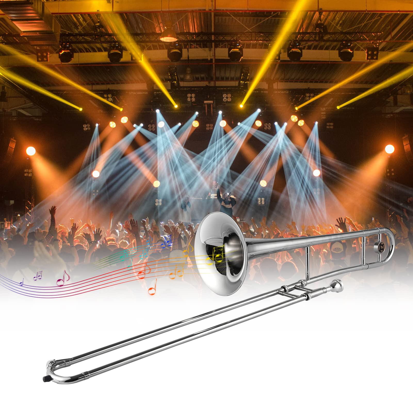Btuty Alto Posaune Messing Gold Lack Bb Ton B flach Blasinstrument mit Kupfernickel Mundstück Cleaning Stick Etui