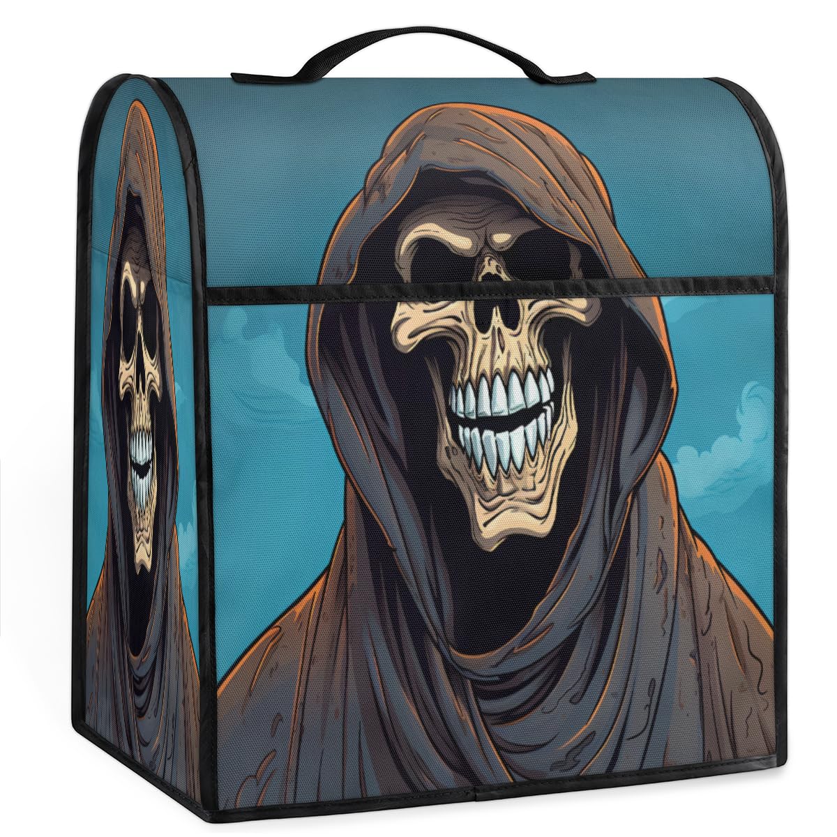 Coffee Maker Cover Skull Kitchen Appliance Covers Small Appliance Covers Blender Cover Juicer Cover Dust Covers for Kitchen Appliances with Top Handle and Pockets,Washable,B153