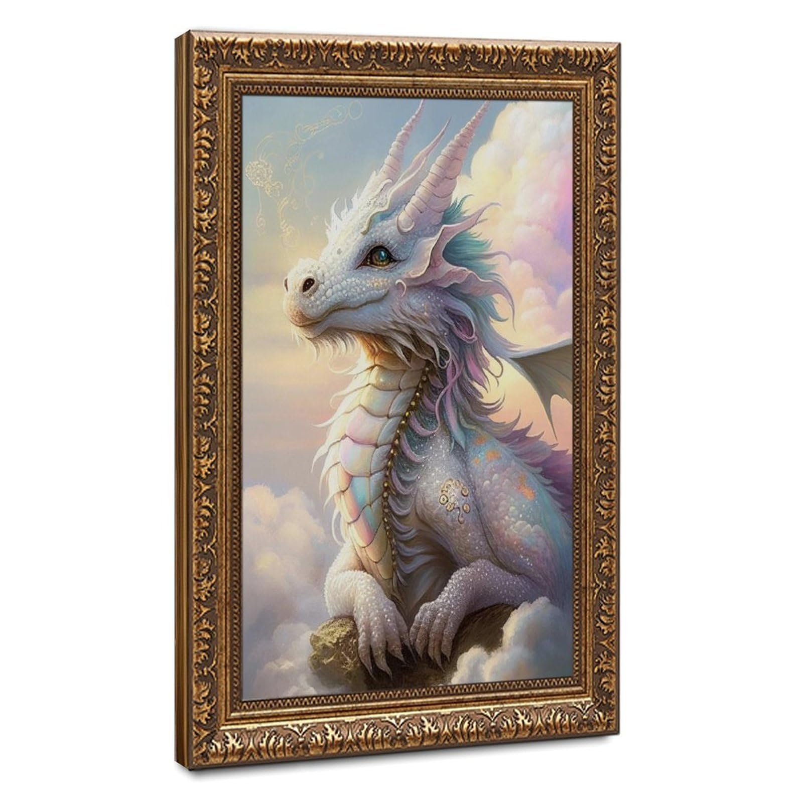 Bareronor Watercolor Dragon Poster Canvas Poster Bedroom Decor Landscape Office Room Decor Gift 24" L X 36" W