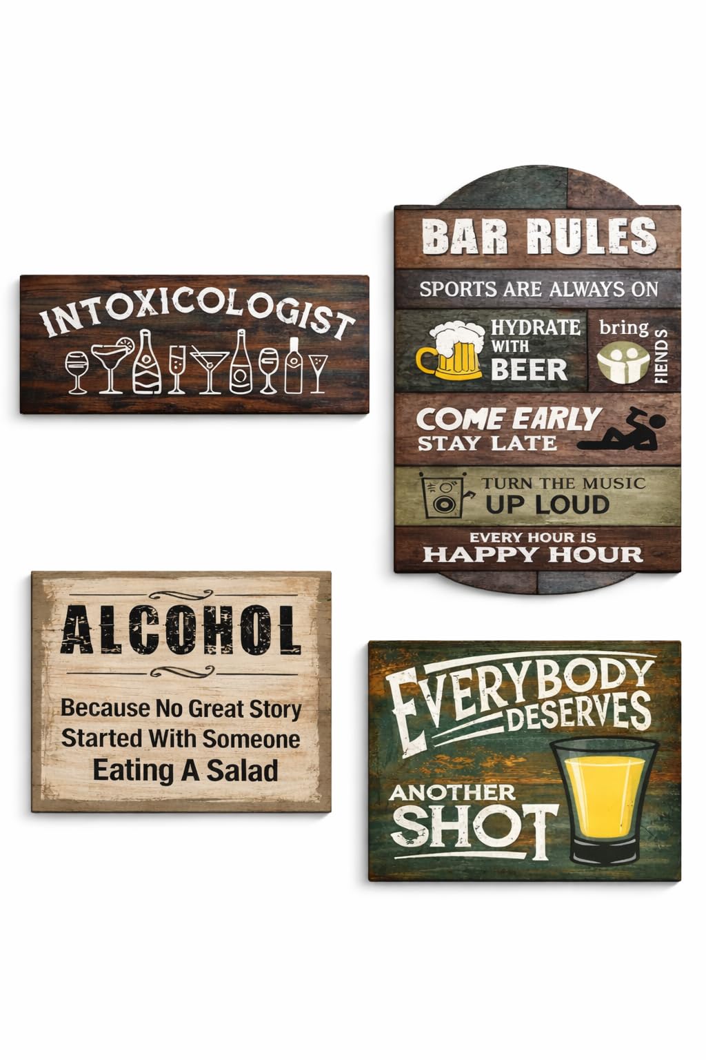 RAVLEX® Vintage Bar Quotes Wall Hanging Wooden Sign Board | Alcohol Themed Pub Decor Plaque | Funny Drinking Rules Poster | Retro Bar Cafe Restaurant Home Wall Decoration | Multicolor Wooden Hanging (Design 1)-image-1