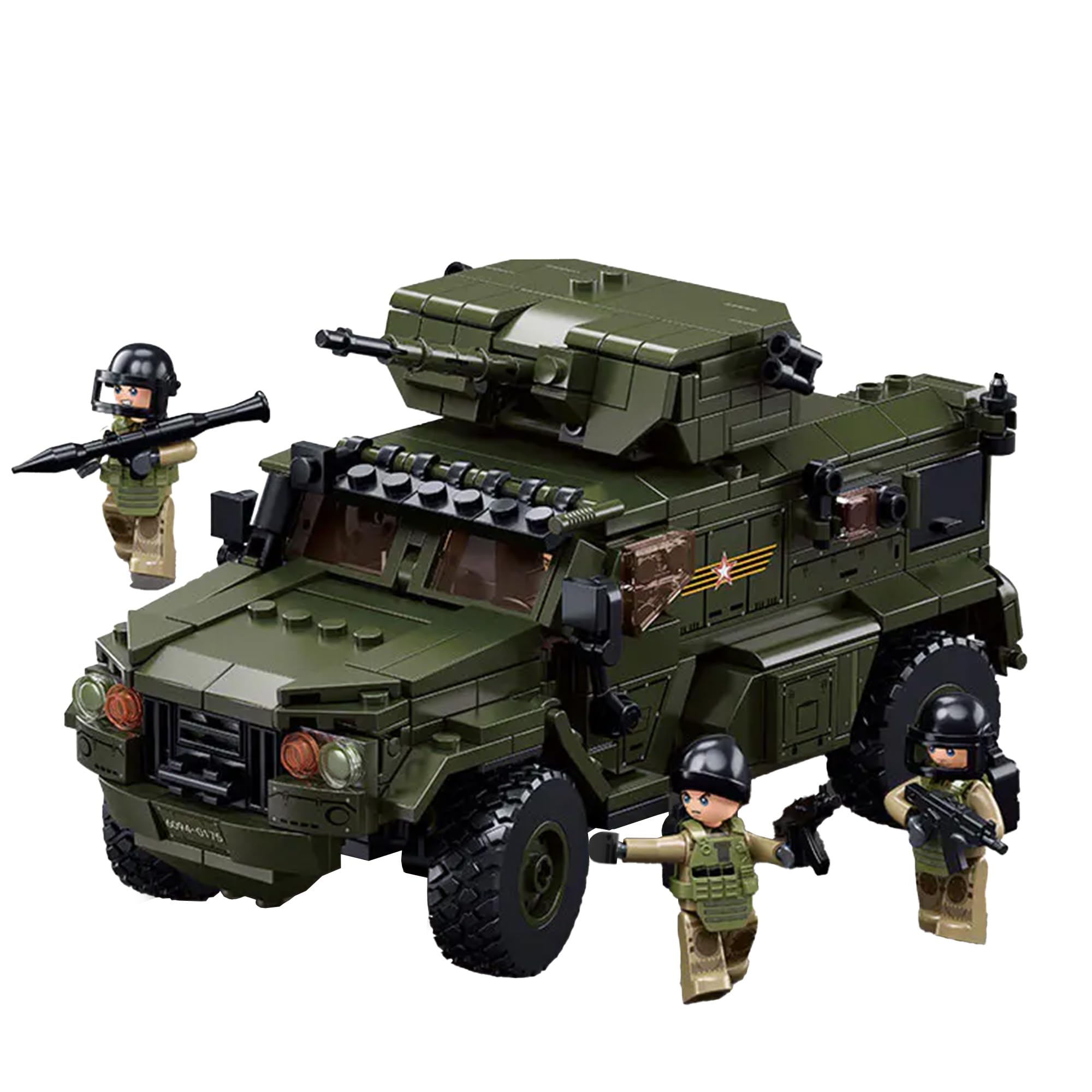 Tarcury Typhoon-VDVS Armored Car Building Set - Military Army Set with 4 Toy Soldiers - 519 PCS Model for Kids and Adults