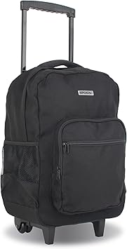 Rolling Backpack for Women. Kids Roller Bag with Wheels. Wheeled Carry-On Luggage, Black