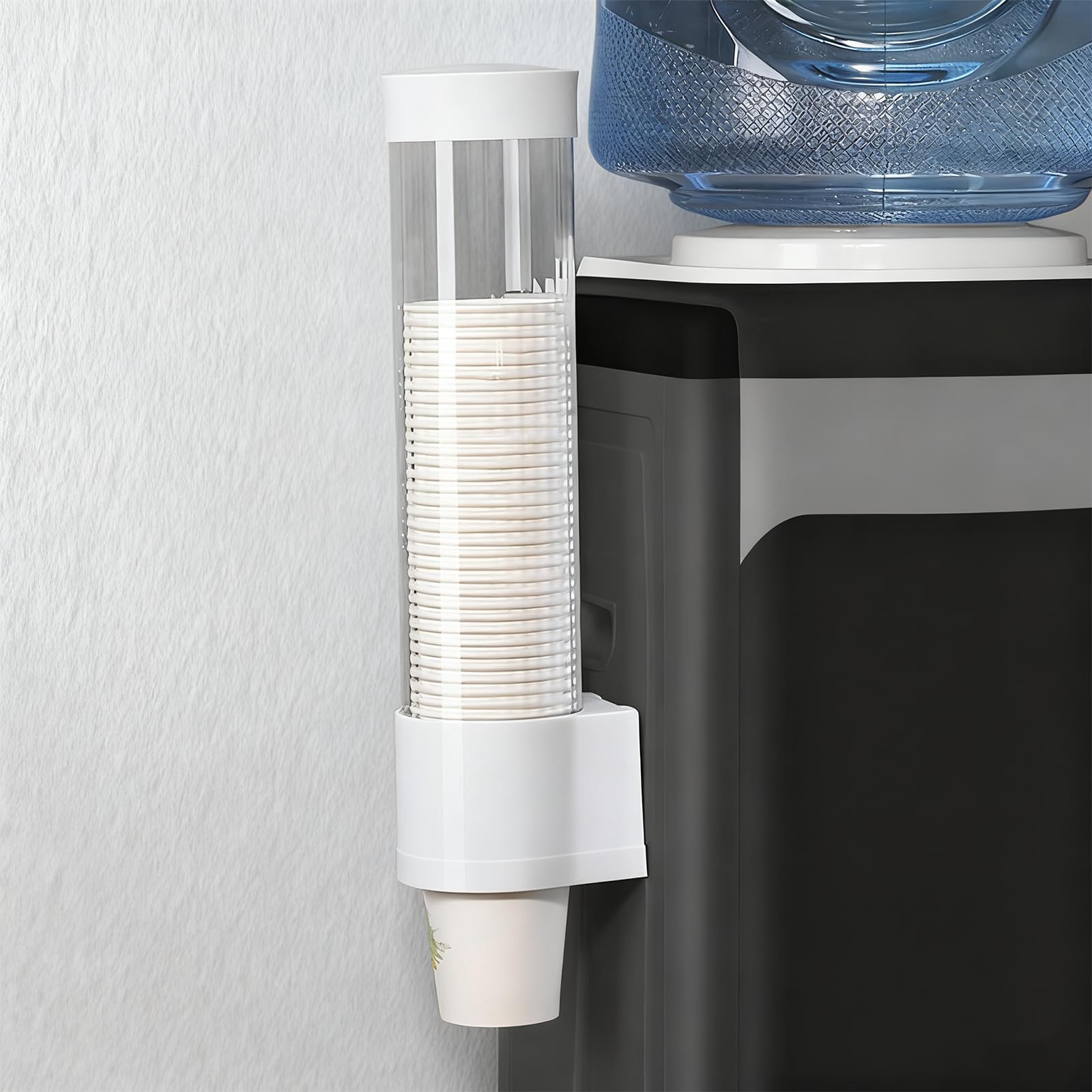 Distributeur De Gobelets,Design Transparent Biluer avec Bord Blanc,Peut Contenir Environ 60 Gobelets Jetables Et Répond à Vos Besoins Quotidiens Ou De Bureau
