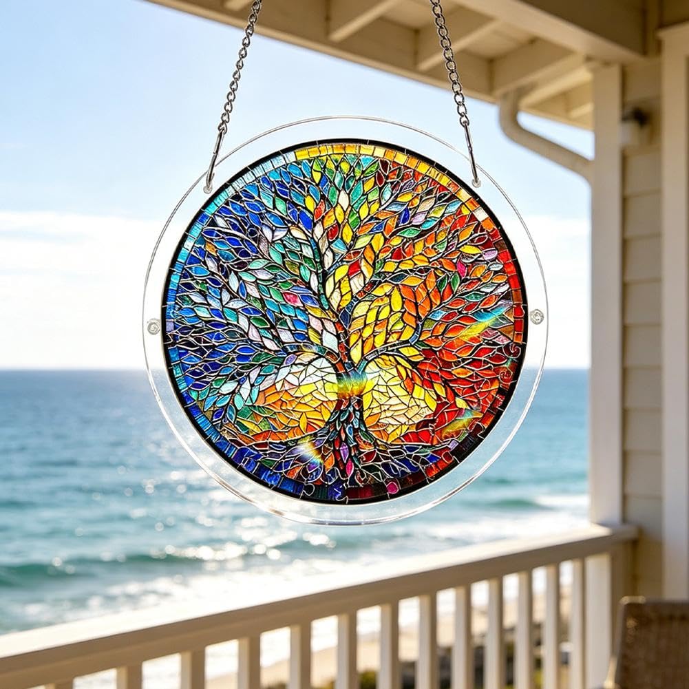 Acrylic Puzzles Suncatcher Window Hanging,83Pcs Sun Catcher Acrylic Puzzles Garden Decoration,Sun Catcher Stained Glass AcrylicPuzzle Decoration,for Women Men Birthday Mother's/Father's DayGift — view 14