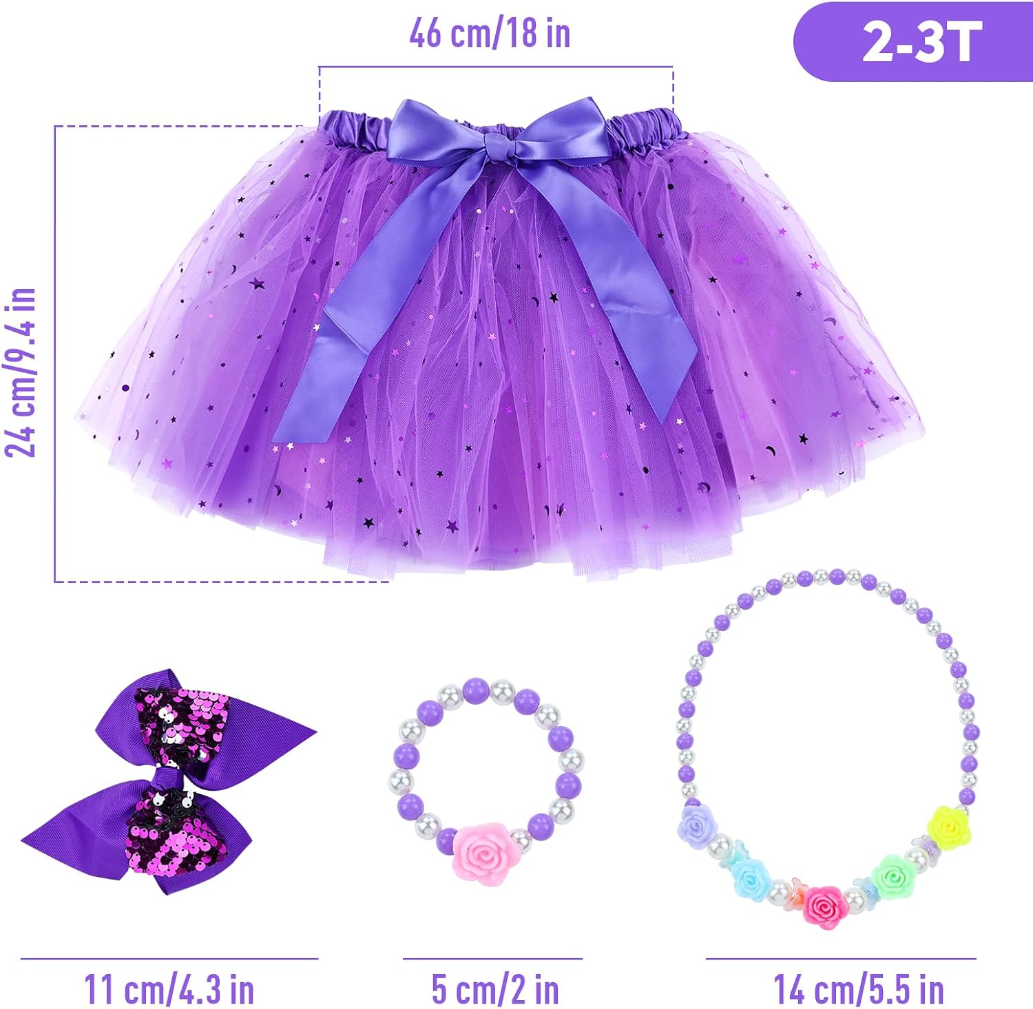 Dizila Glitter Star Fluffy Tulle Tutu Skirt Princess Ballet Dance Dress with Bow Hair Clip for Toddlers Kids Little Girls