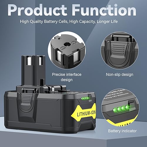 Miniatura 2 de Fancy Buying Batería de 9.0 Ah para Ryobi 18V batería para herramientas inalámbricas Ryobi ONE+P102 P103 P105 P107 P108 P109 P122 (paquete de 2)