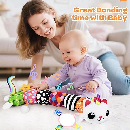 Miniatura 7 de Juguetes para bebés de 0 a 6 a 12 meses, juguete sensorial de peluche musical para bebés de 0 a 3, 3 a 6 meses, juguetes para el tiempo boca abajo