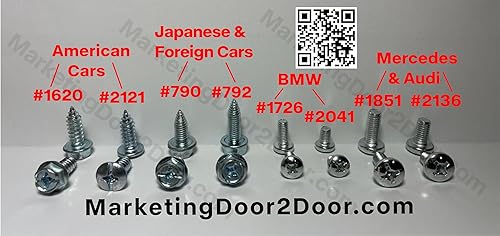 Miniatura 2 de 200 tornillos de matrícula para concesionarios de automóviles #790  Mejor para automóviles extranjeros  0.236 in x 0.630 in métrico