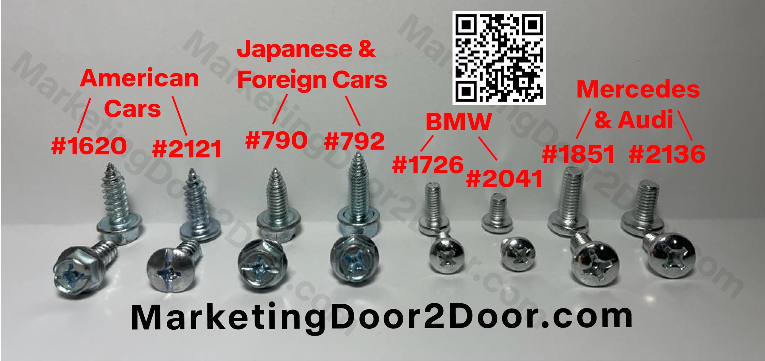 200 License Plate Screws for Car Dealerships #792 | Best for Foreign Cars | 6mm x 20mm Metric | Slotted/Phillips/Hex Head | 100 per Box x 2 for $25.99