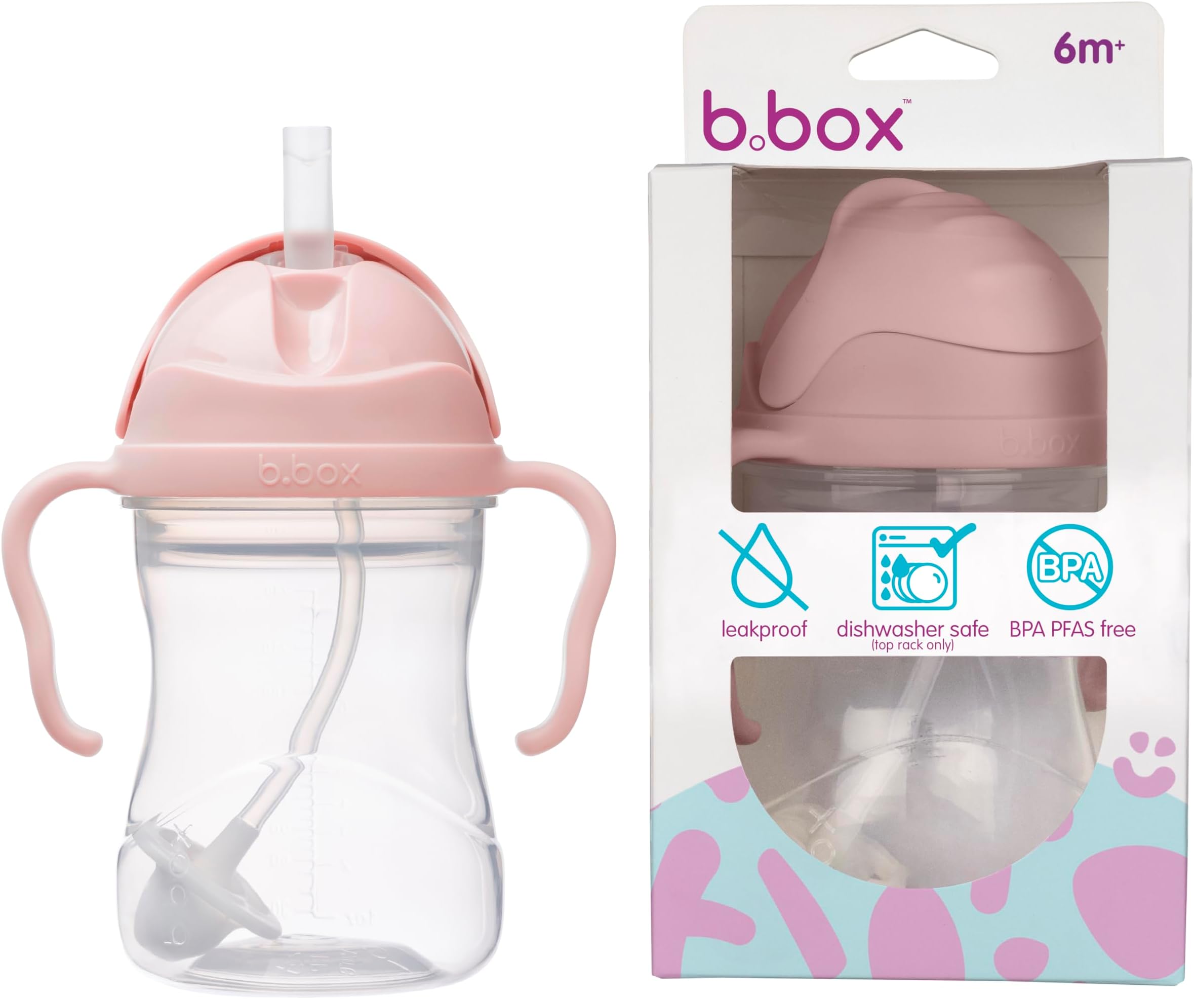 b.box Sippy Cup | Drink from Any Angle | Fliptop, Weighted Straw, Leak Proof & Easy Grip | BPA Free, Dishwasher Safe | from 6m+ | 240ml