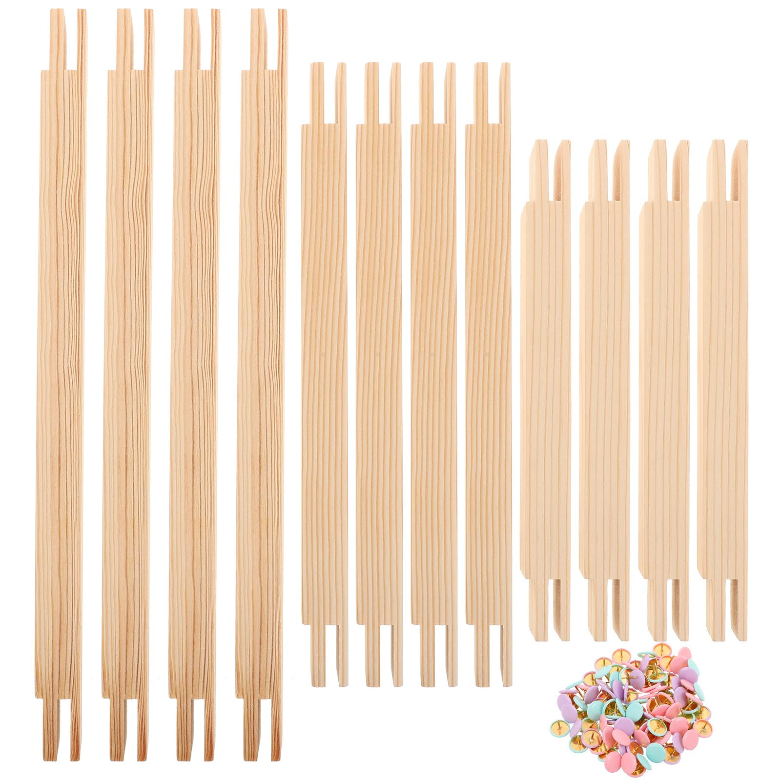 OSOLADY 1 juego de bastidores para punto de cruz - Bastidores de madera para bordado con 100 tachuelas para lienzos de bordado y manualidades, 7.8/9.8/11.8 pulgadas