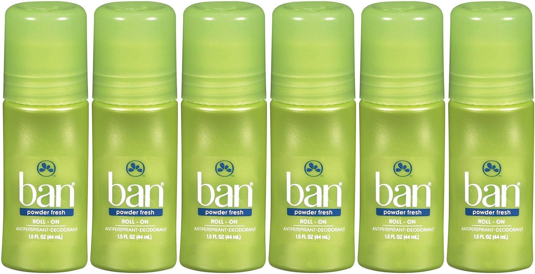 Ban Roll-on Antiperspirant & Deodorant, Powder Fresh, Travel Size, 1.5 Oz (Pack of 6)
