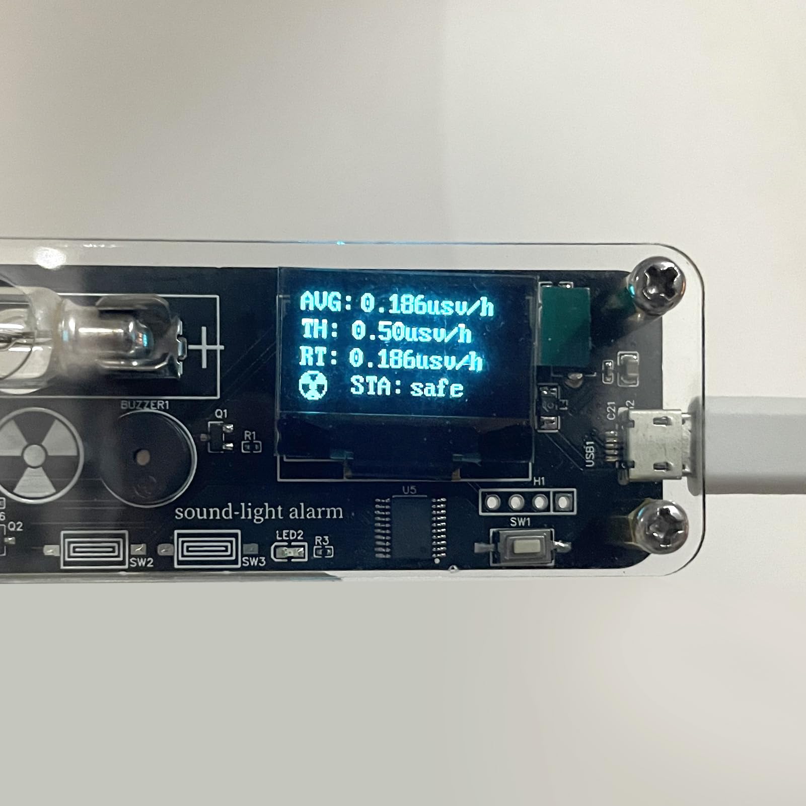Tragbares USB-Strahlungsdetektor-Digitaldosimeter mit Ton- und Lichtanzeige