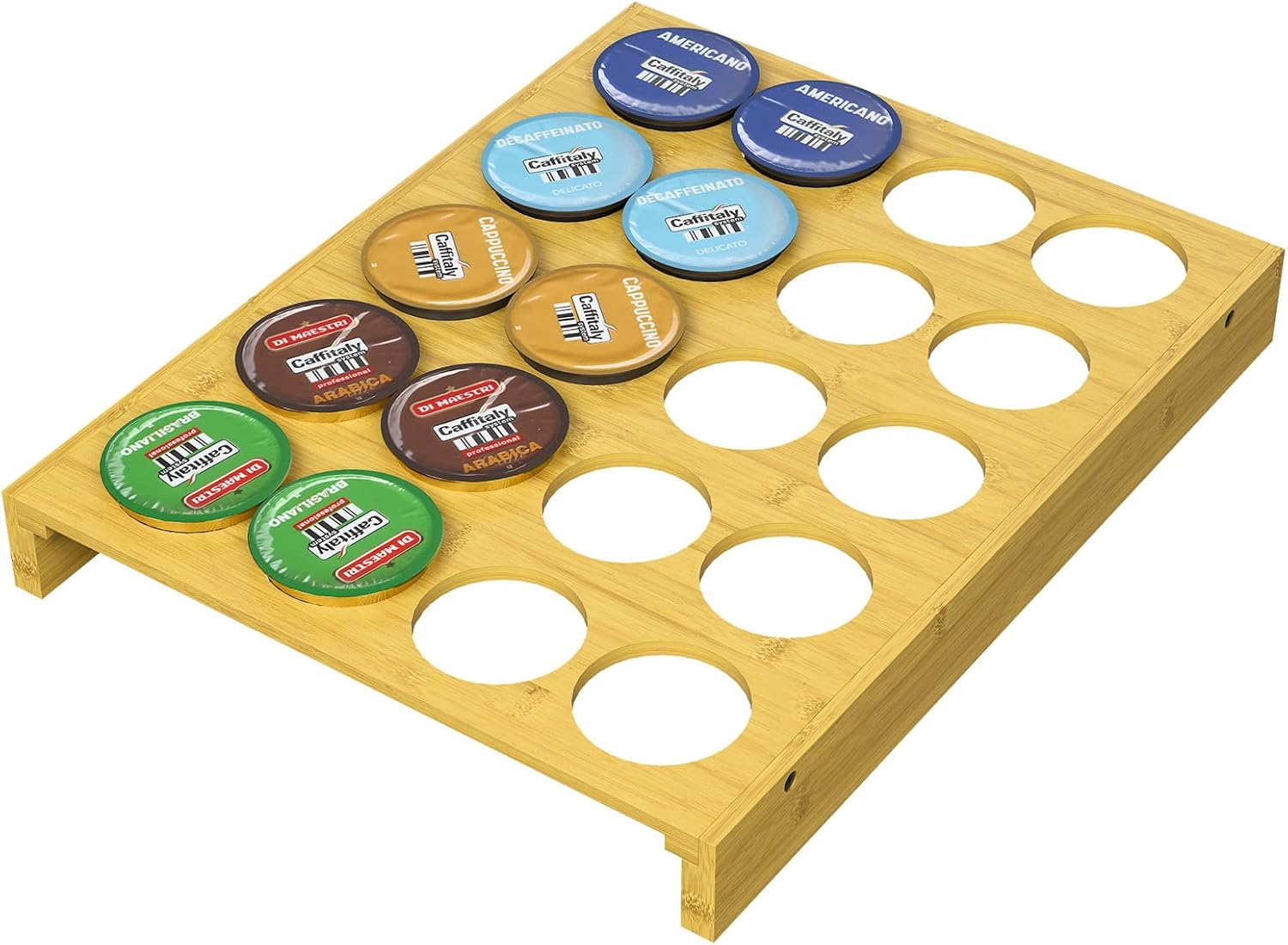 PEKER Bamboo Coffee Pod Drawer Organizer, Holder Tray for Coffee Station, Holds 20 Single-Serve Pods, Natural Bamboo Organizer for Kitchen Storage