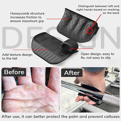 Miniatura 4 de Puños de goma originales para levantamiento de pesas para hombres y mujeres, ergonómicos sin dedos, para entrenamiento de gimnasio, guantes para