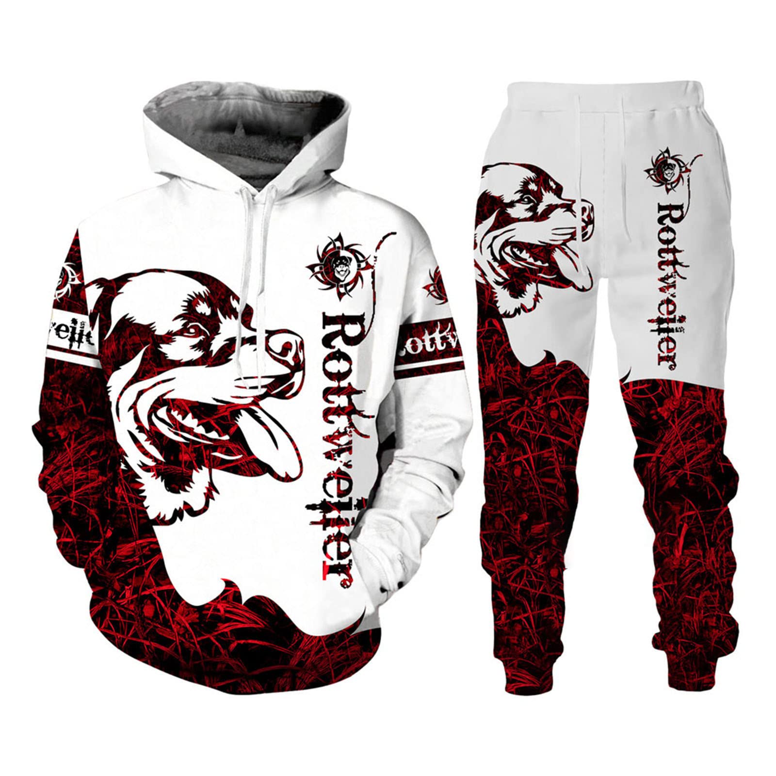 Uomo con cappuccio Sportswear 3D Stampa Cane Moda Boxe Abiti Uomo Abbigliamento Sportivo Abiti Autunno Streetwear, 1, L