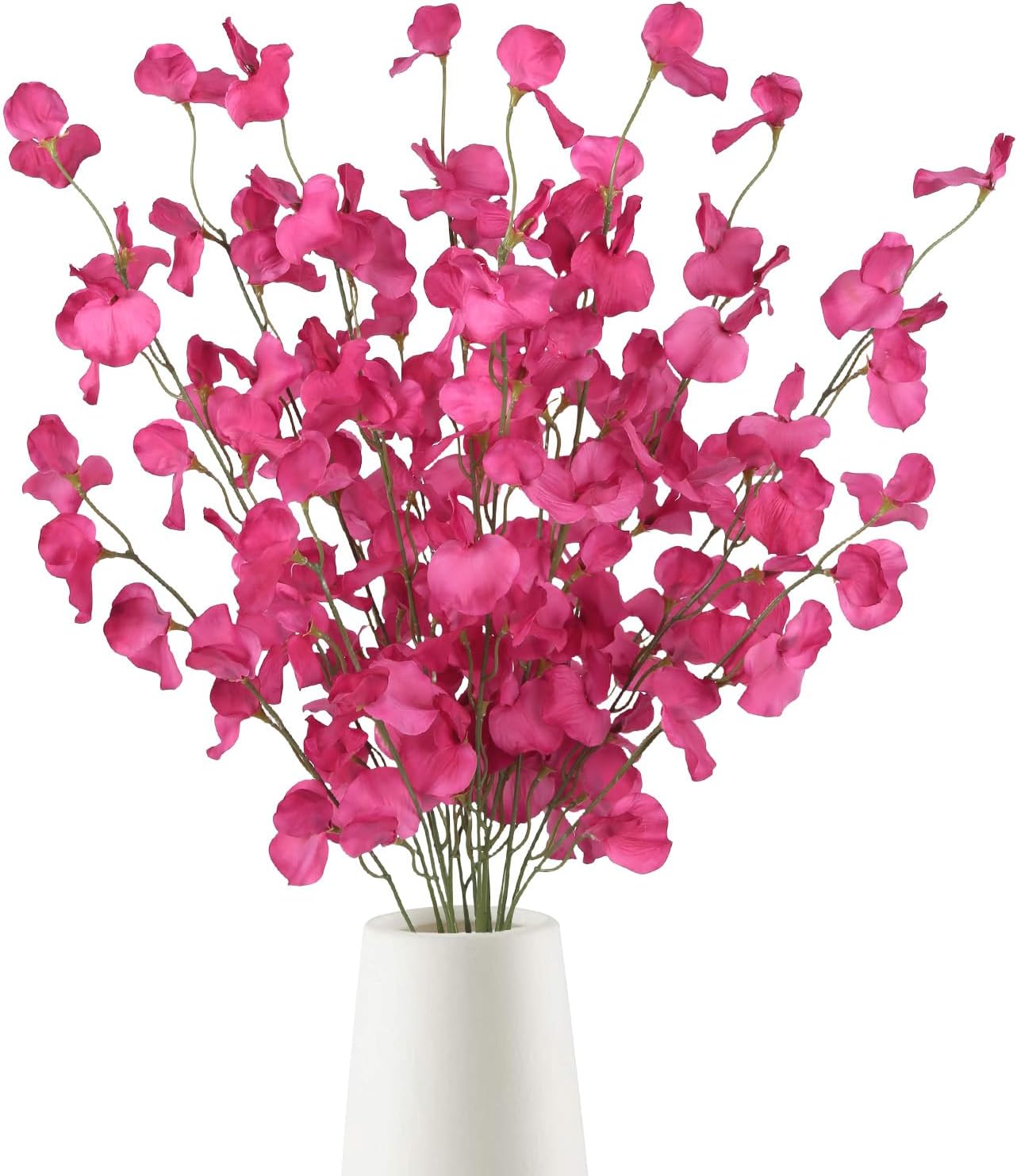 IPOPU 8PCS Artificial Silk Sweet Pea Flowers 39" Tall Fake Flowers Hot Pink Long Stem Artificial Flowers for Tall Vase Wedding Party Home Decoration(Hot Pink)