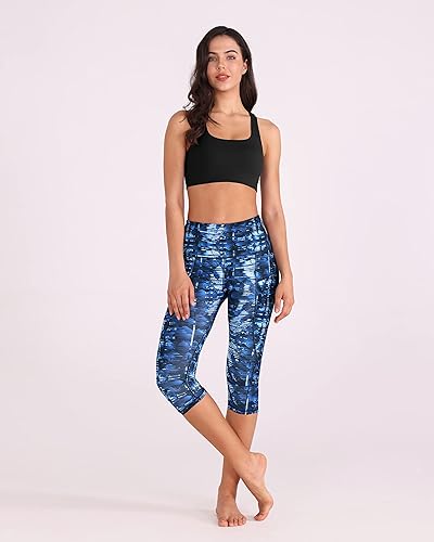 Miniatura 5 de ODODOS Capris de yoga de cintura alta para mujer con bolsillos, control de abdomen, no se transparentan, para entrenamiento, atletismo, correr,