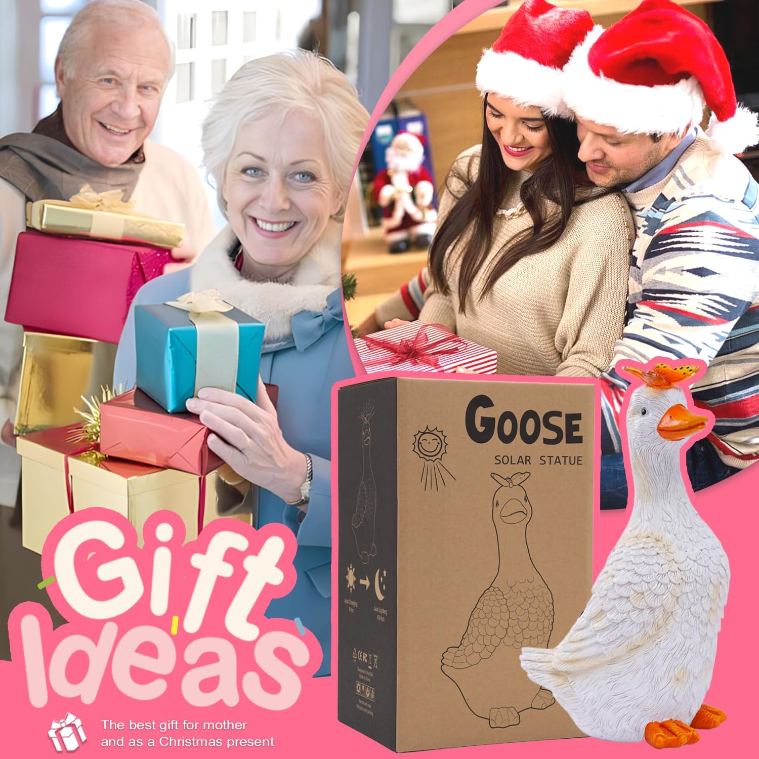 Goodeco Garden Goose Statue with Solar Butterfly - Outdoor Goose Decor for Unique Gifts for Mom & Garden Lovers (Off White) - Image 3