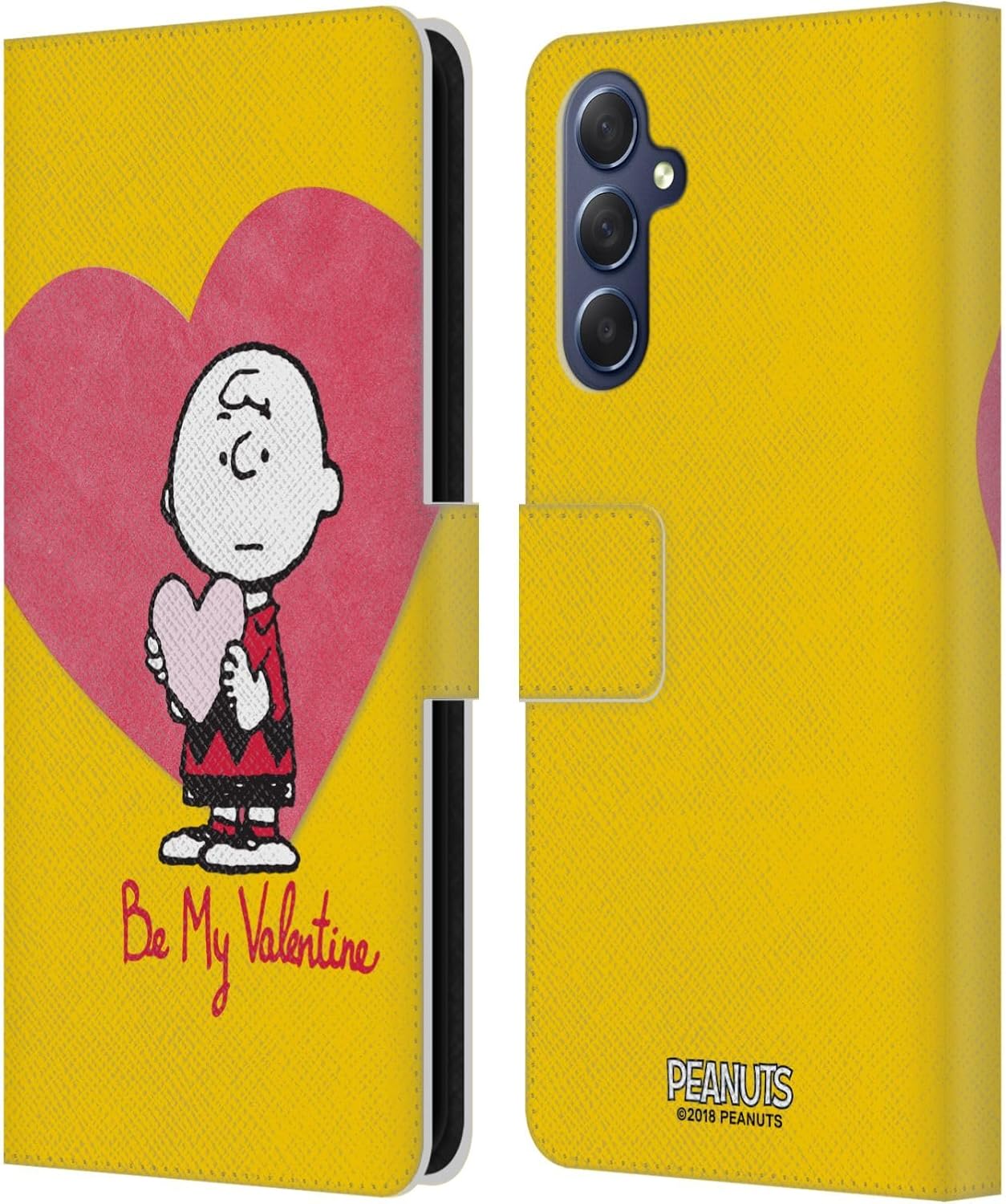 Head Case Designs Officially Licensed Peanuts Charlie Brown Valentine 2 Sealed with A Kiss Leather Wallet Case Compatible with Samsung Galaxy M54 5G