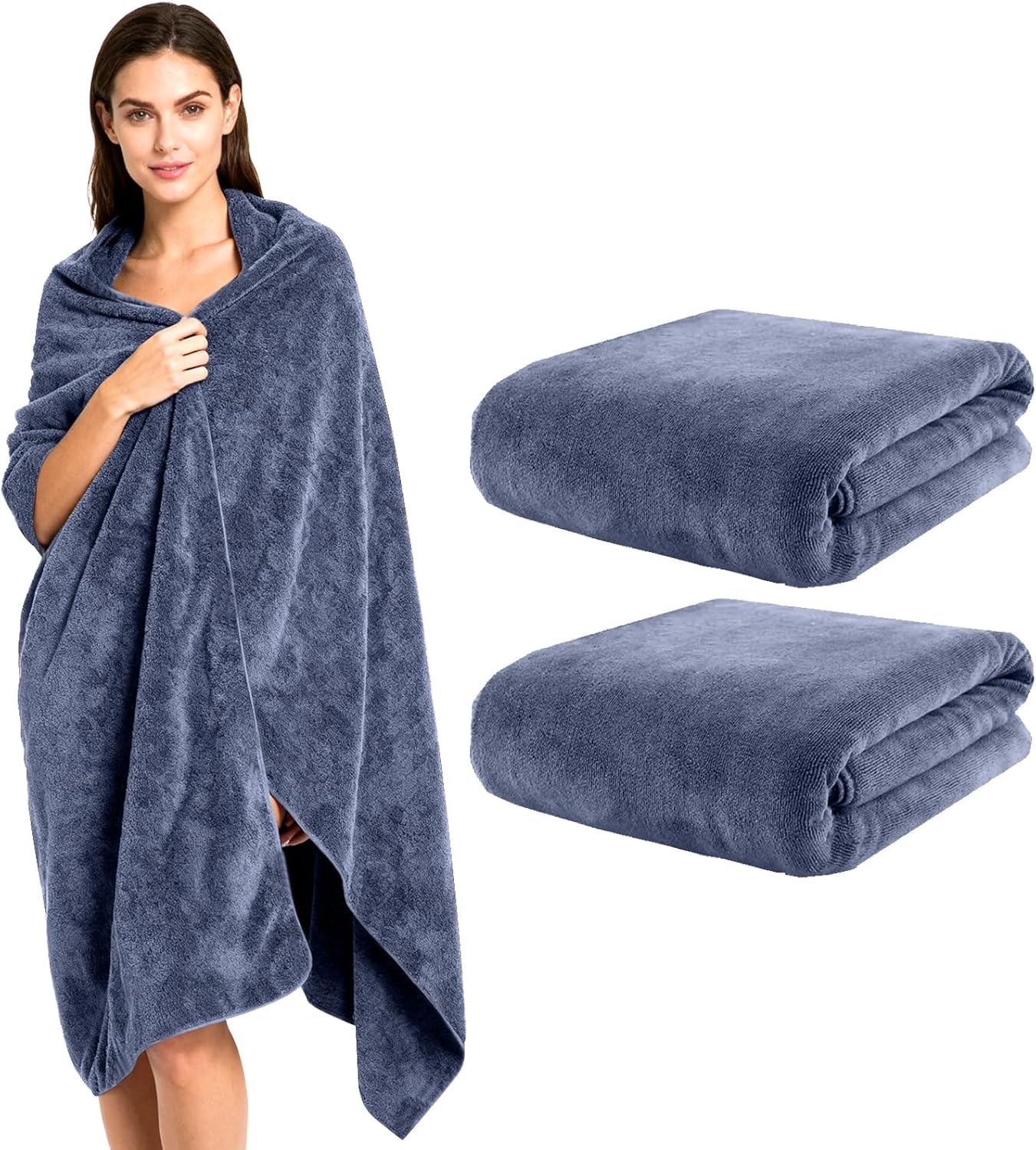 2 Pezzi Telo da Bagno Grande, 100x200 cm Grandi Asciugamani da Bagno, Super Assorbente, Morbido e Soffice, Ideali per Bagno, Palestra
