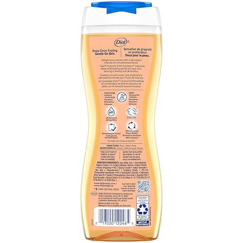 Miniatura 6 de Dial Gel de baño, mimar y disfrutar aceite de marula, 16 onzas líquidas (paquete de 4), Complejo Hydraclean y vitamina E, suave, deja la piel