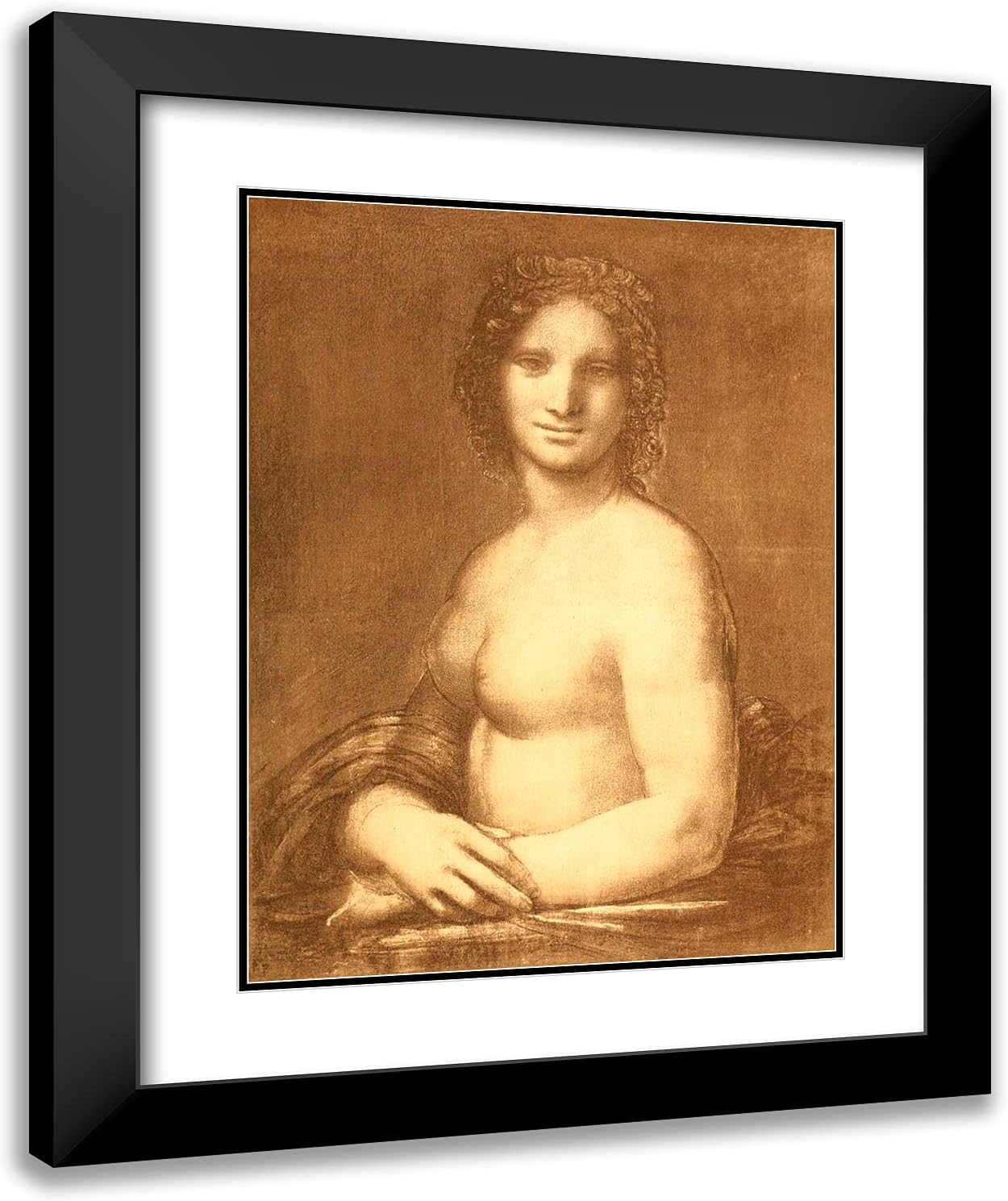 ArtDirect Da Vinci, Leonardo 20x24 Black Modern Framed Art Print Titled: Mona Lisa Naked