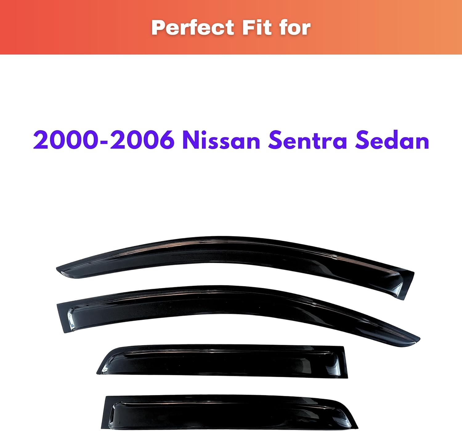 KPY Rain Guards Fit for 2000-2006 Nissan Sentra Sedan, Out-Channel Window Visors Vent Wind Deflectors 4PC, Car Accessories for 00-06 Sentra Sedan