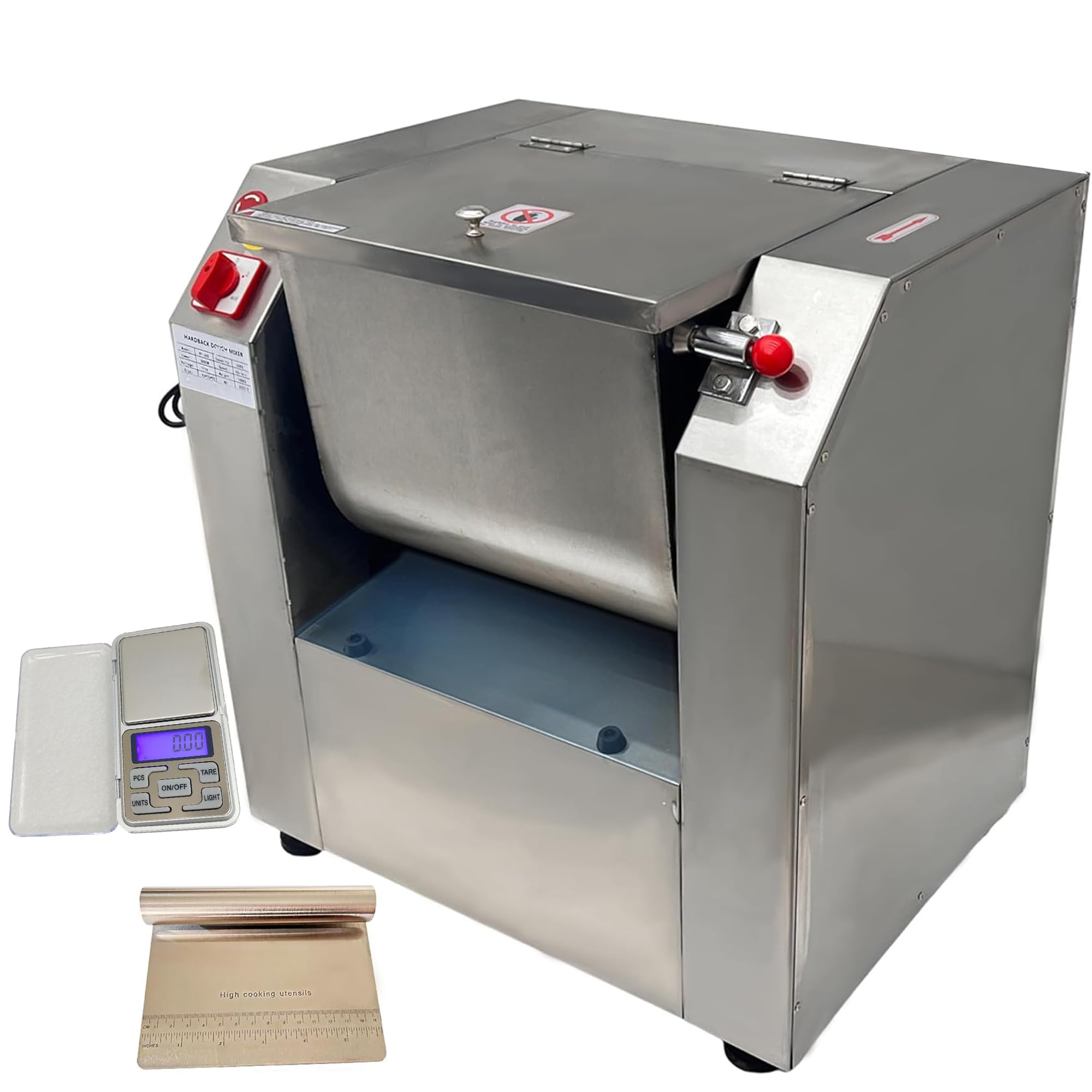 HQHAOTWU Dough Mixer Electric Food Mixer Commercial Dough Blender Machine Stainless Steel Dough Mixing Machine With Kneading Capacity of 110lbs Commercial Flour Mixing Machine 110V with Dough Knife