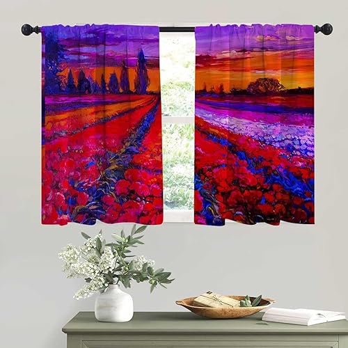 Miniatura 8 de WHYATT Cortinas de flores para cocina con bolsillo para barra de cortina, separador de habitación, puerta de 110 pulgadas de ancho por 96 pulgadas