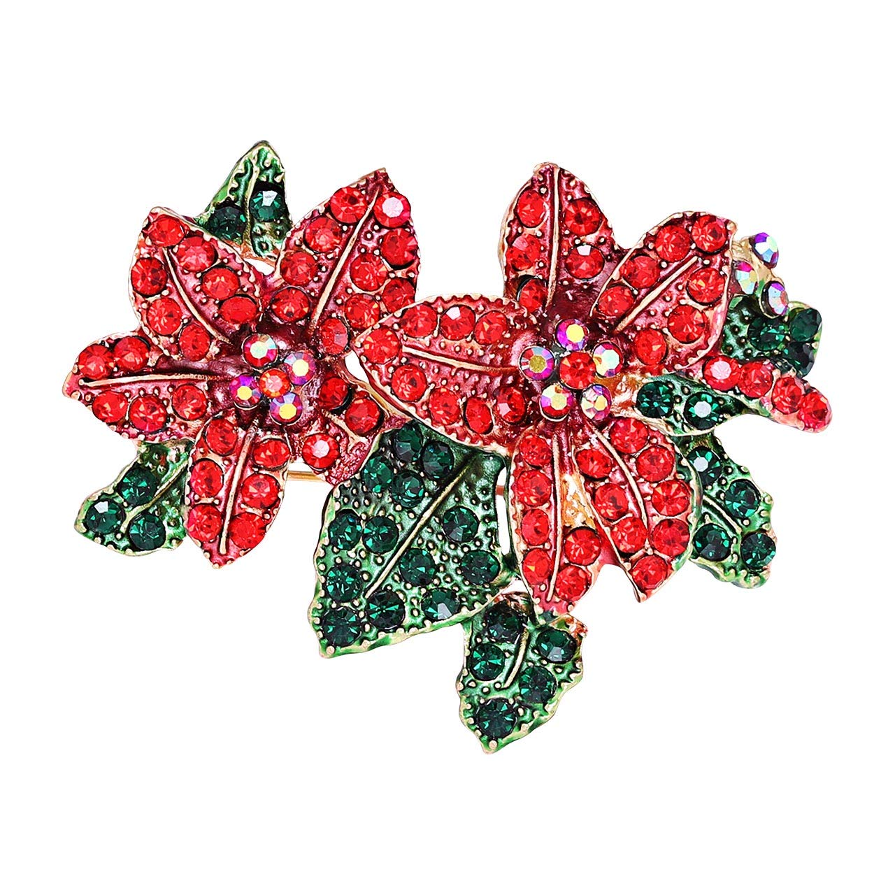 PHALIN JEWELRYChristmas Brooch Pins Set X-Mas Crystal Tree Boot Brooches Party Ornaments (D Flower)