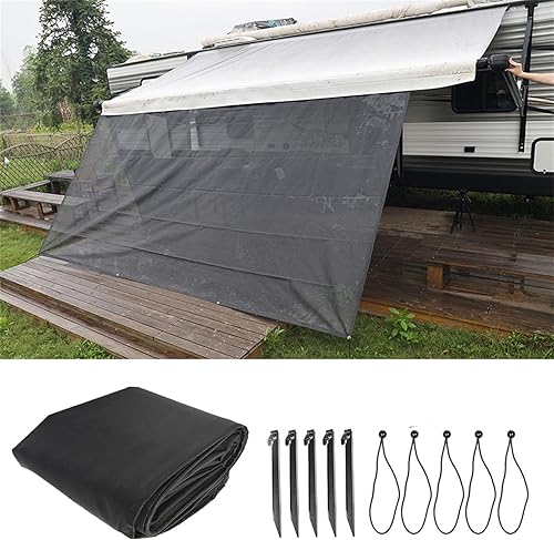 Kit completo de toldo de rejilla negra con bloqueo UV para caravana, pantalla frontal de 7 pies x 19 pies, 3 pulgadas, repuesto para viajes al aire