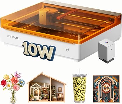 xTool M2 10W Color Craft Laser Engraver, with Full-Color CMYK Inkjet Printer, Built-in Dual Cameras, Class 1 Enclosed Safe Laser Engraving Machine for Wood, Leather, Felt, Fabric, Paper, DIY Crafts