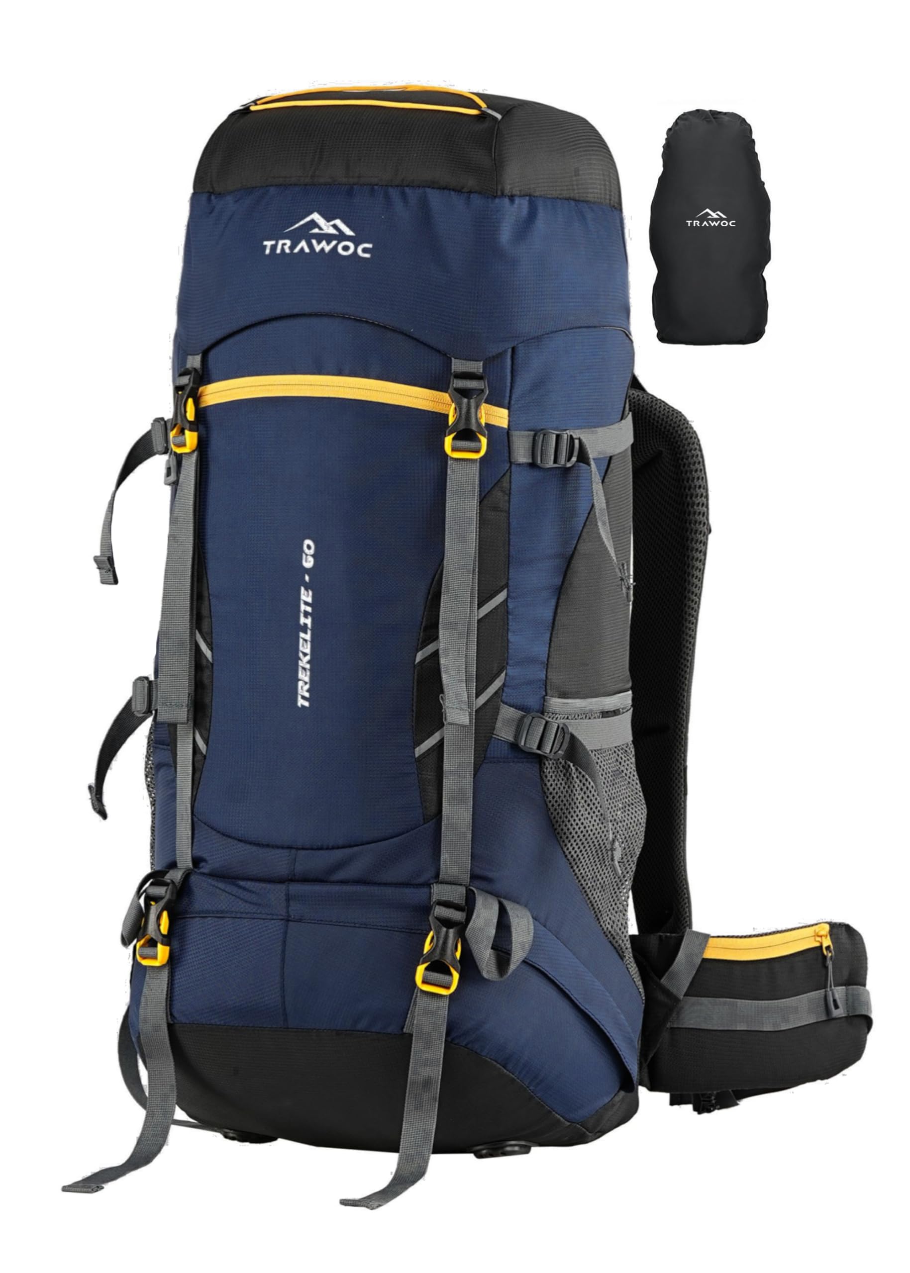 TRAWOC TREKELITE 60L Travel Backpack Hiking Trekking Bag Camping Rucksack for Men & Women with Water Proof Rain Cover/Shoe Compartment MHK004, 3 Year Warranty-image-37