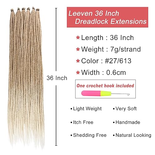 Miniatura 41 de Leeven Extensiones de rastas grises de 40 hebras, de 18 pulgadas, hechas a mano, suaves, de 0.2 in de ancho, extensiones de cabello sintético