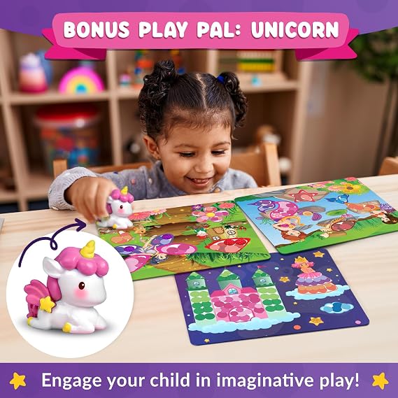 Dot Art Activity - Unicorn & Princess Sticker Kit, Toys for 3 Year Old Girl | Toddler Art & Craft Supplies for Kids, Birthday Gifts for Boys & Girls Ages 3, 4, 5, 6, 7 Year Old - Travel Toys for Airplane
